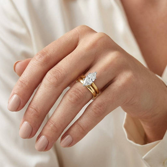2 Carat Marquise Lab Grown Diamond Engagement Ring | 14K Two-Tone Gold