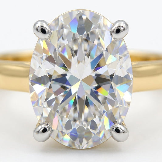 2 Carat Oval Lab Grown Diamond Engagement Ring | 14K Two-Tone Gold