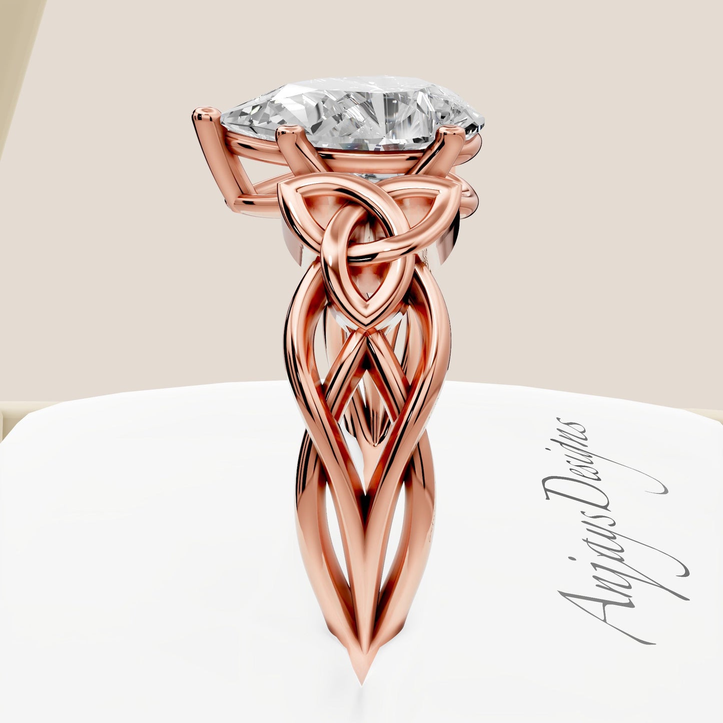 Celtic Engagement Ring 2 Carat Pear Cut Lab Grown Diamond Solitaire Ring