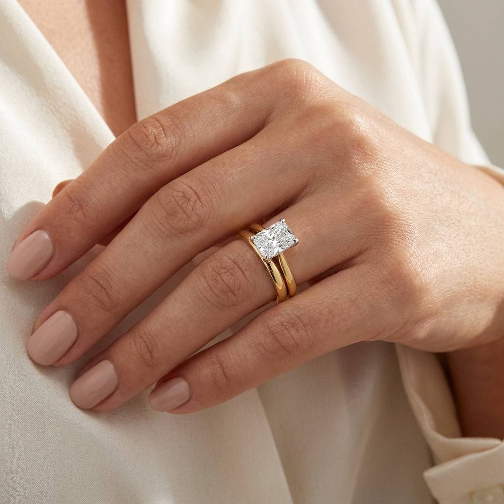 2 Carat Radiant Lab Grown Diamond Engagement Ring | 14K Two-Tone Gold