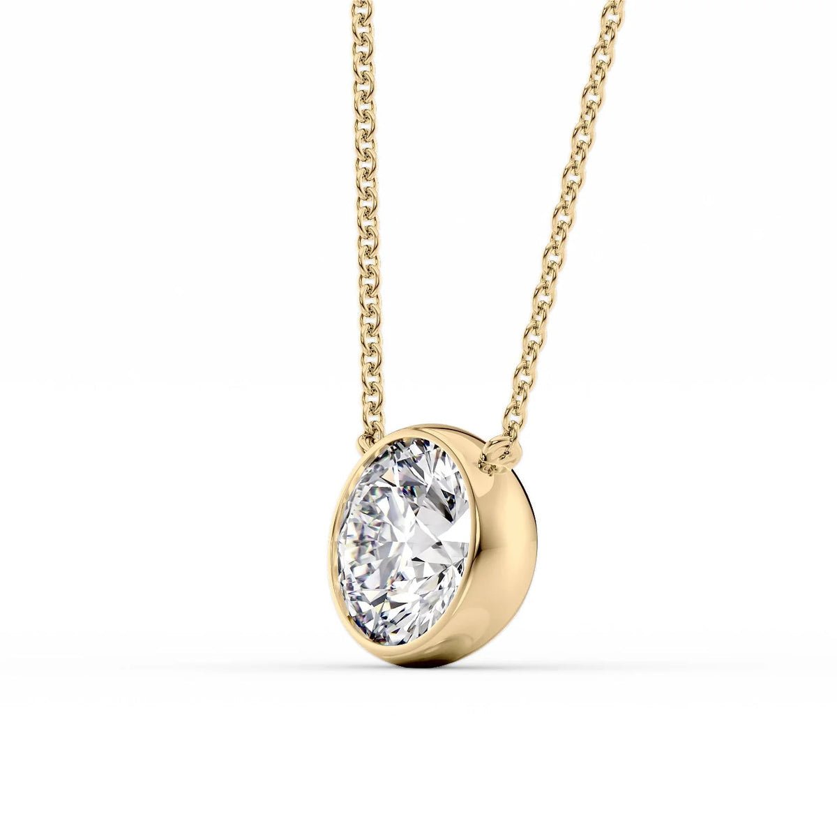 2 Carat Round Diamond Classic Bezel Pendant Necklace