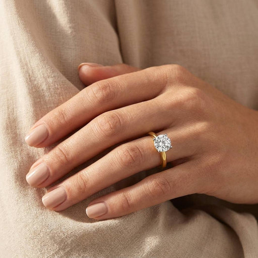 2 Carat Round Lab Grown Diamond Engagement Ring | 14K Two-Tone Gold