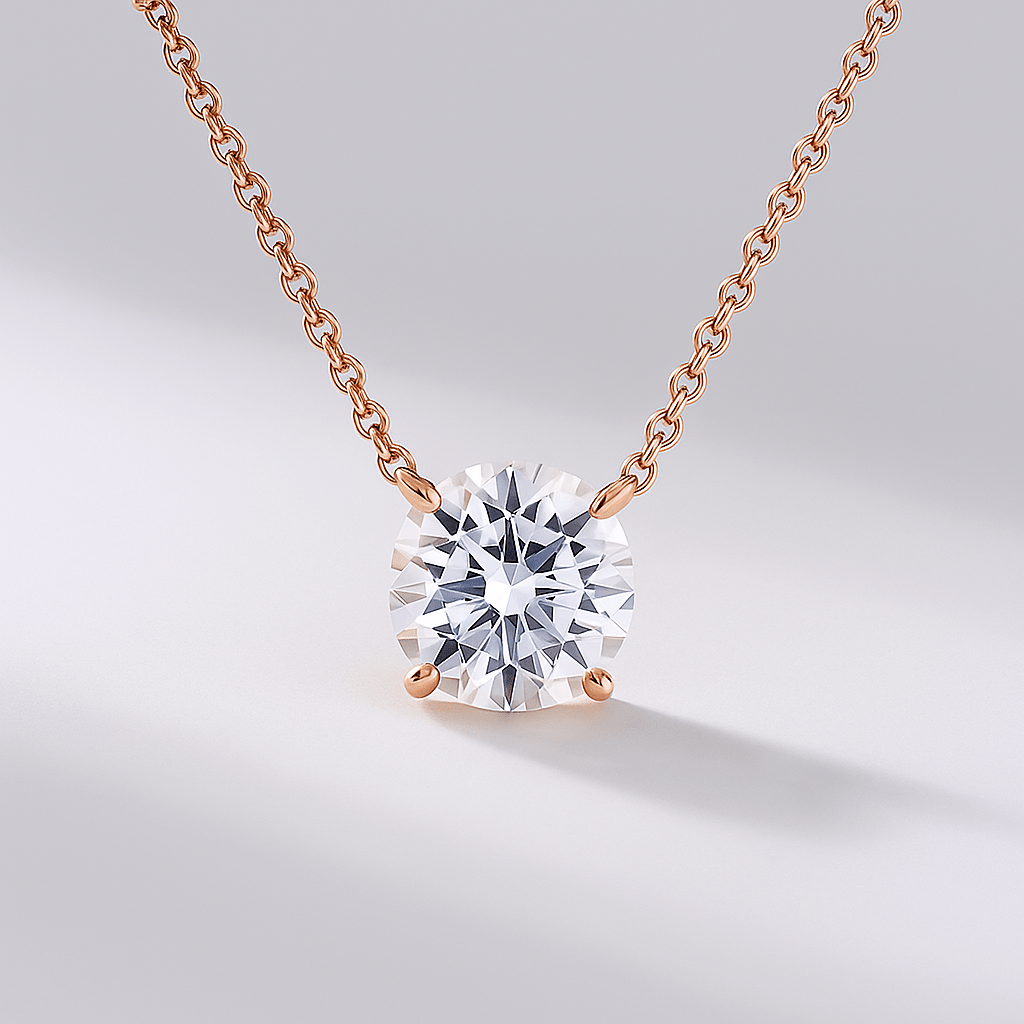 2 Carat Round Solitaire Diamond Pendant Necklace for Women