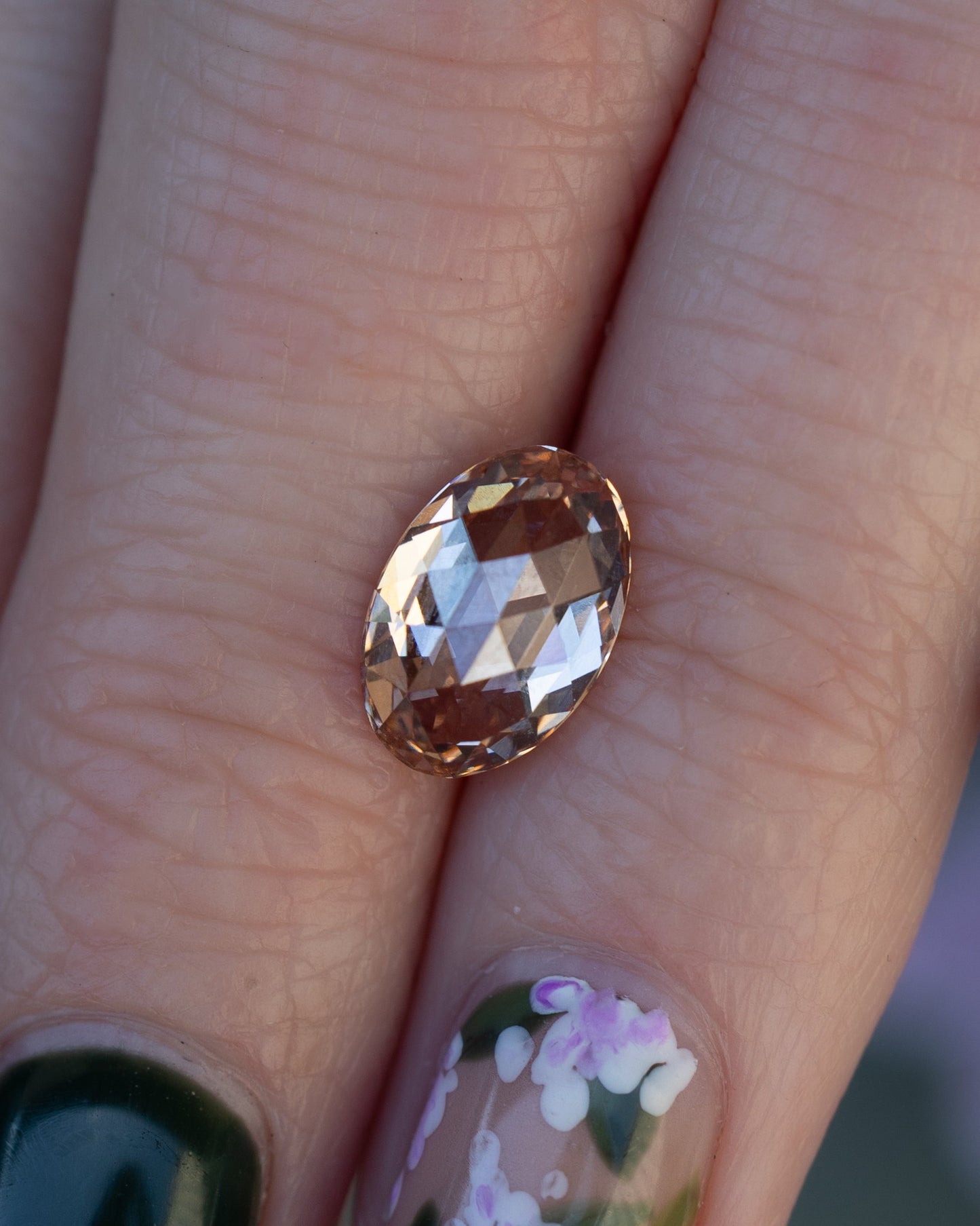 2.07ct 10.17x6.82x3.64mm Oval Rose Cut Lab-Grown Champagne Diamond - VS1