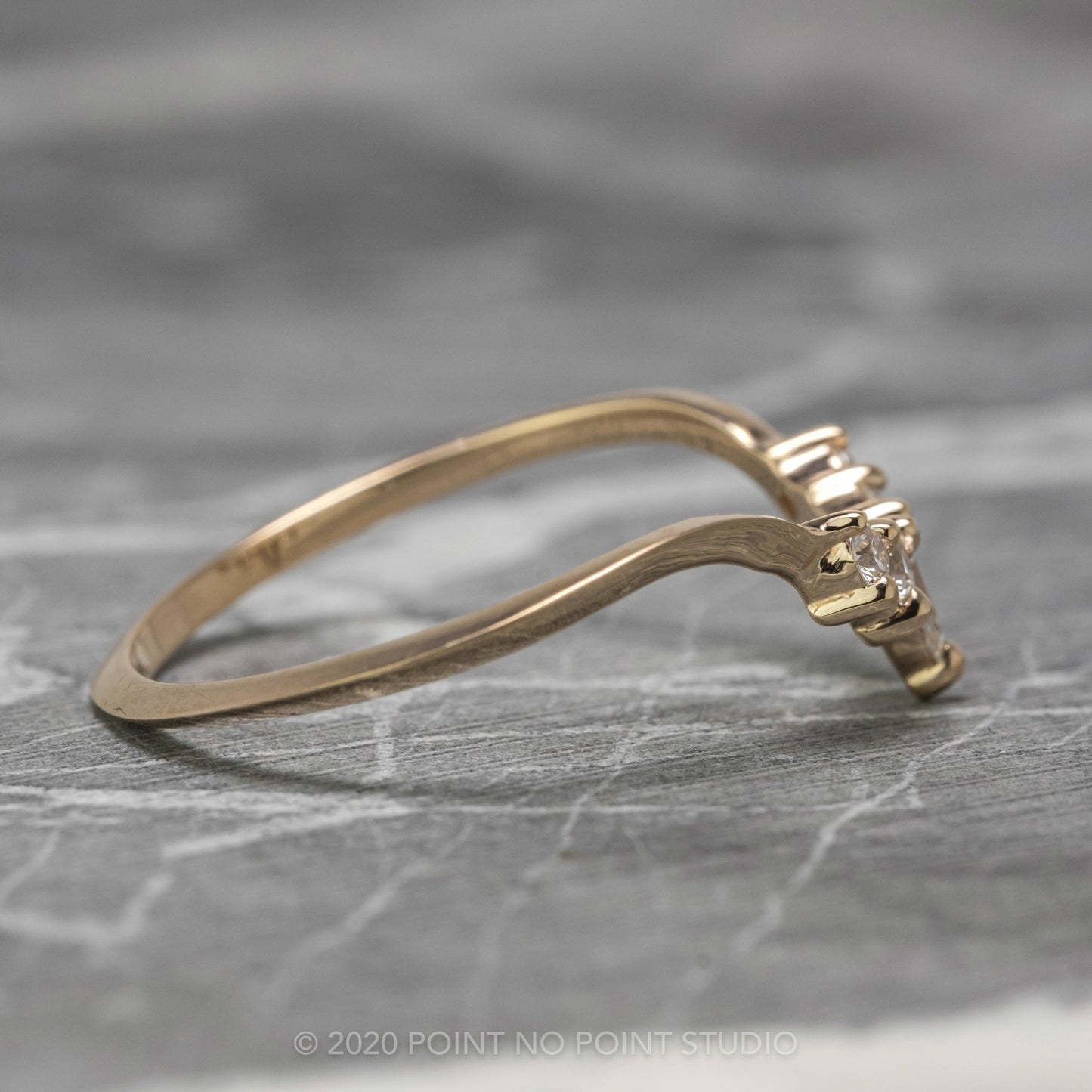 Cassie Wedding Ring, 5 Diamond, Knife Edge Band