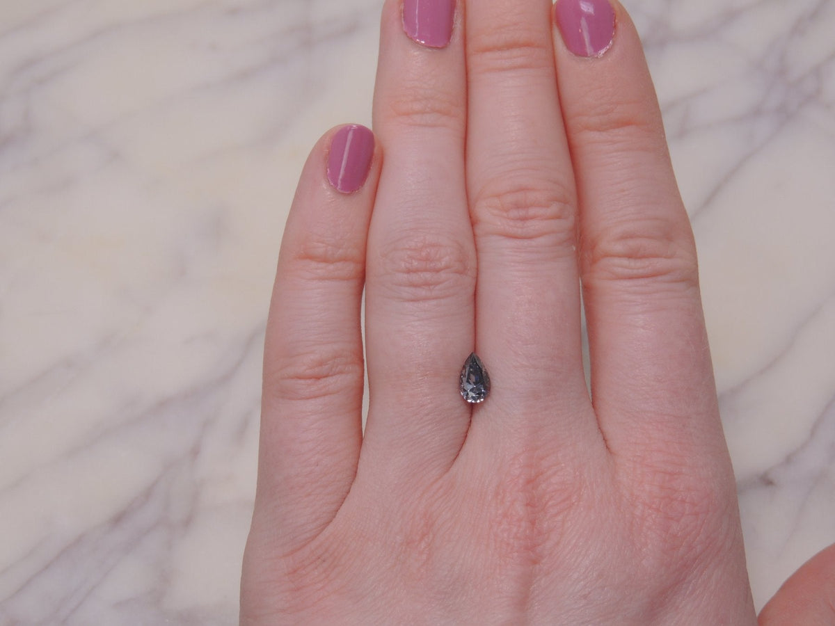 1 Carat Grey Brilliant Cut Pear Moissanite