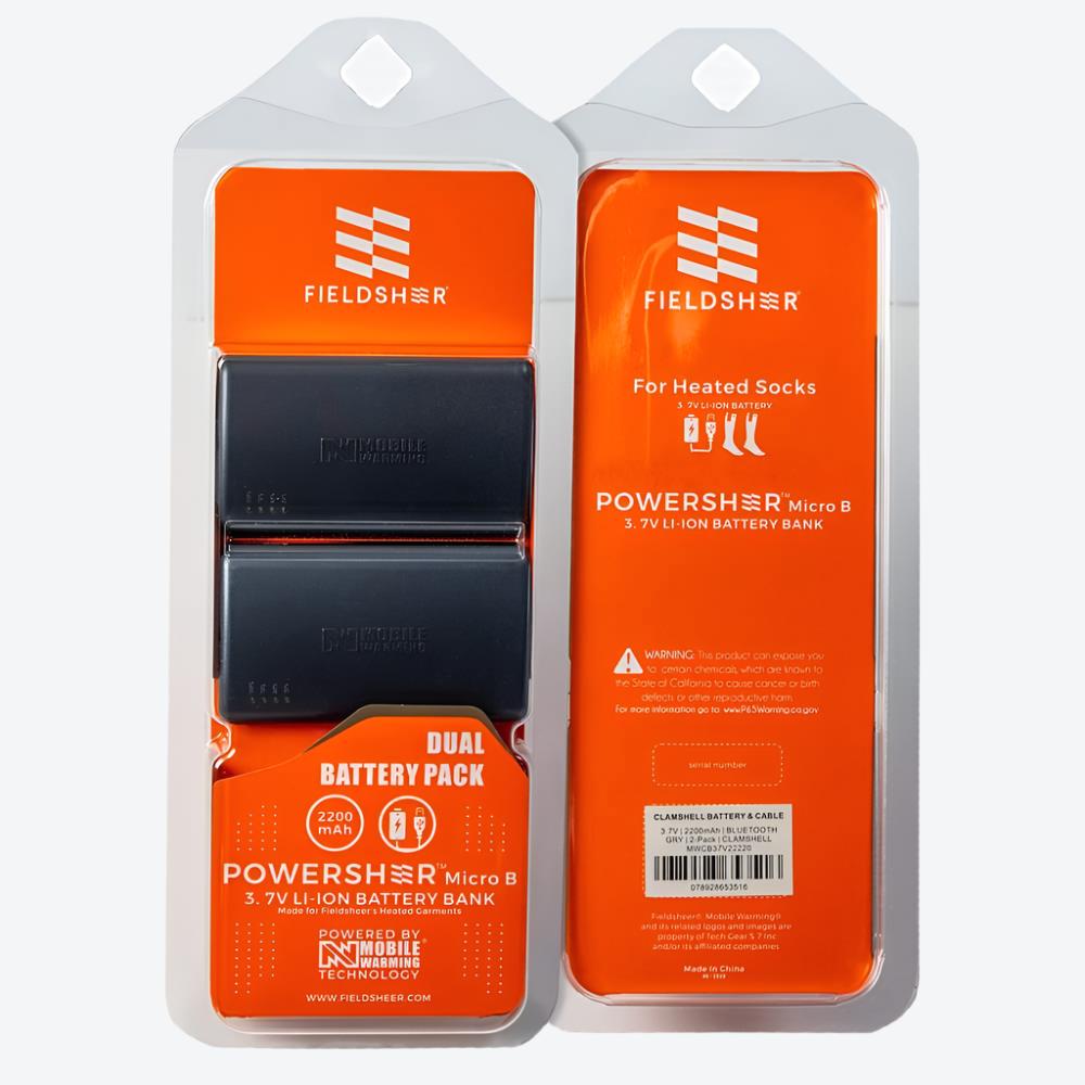 3.7v Powersheer™ Micro Sock Batteries 3600mAh and Cable 2 Pack