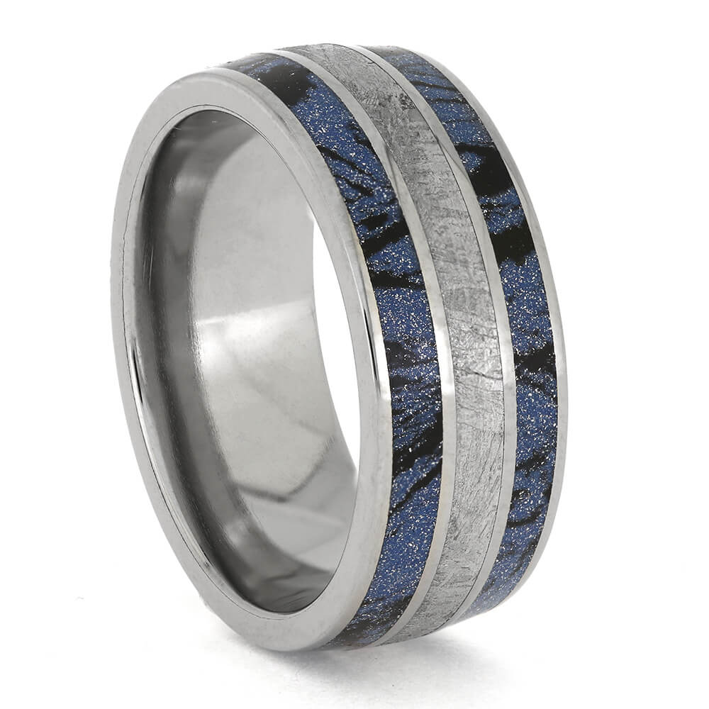 Cobaltium Mokume and Meteorite Ring in Titanium