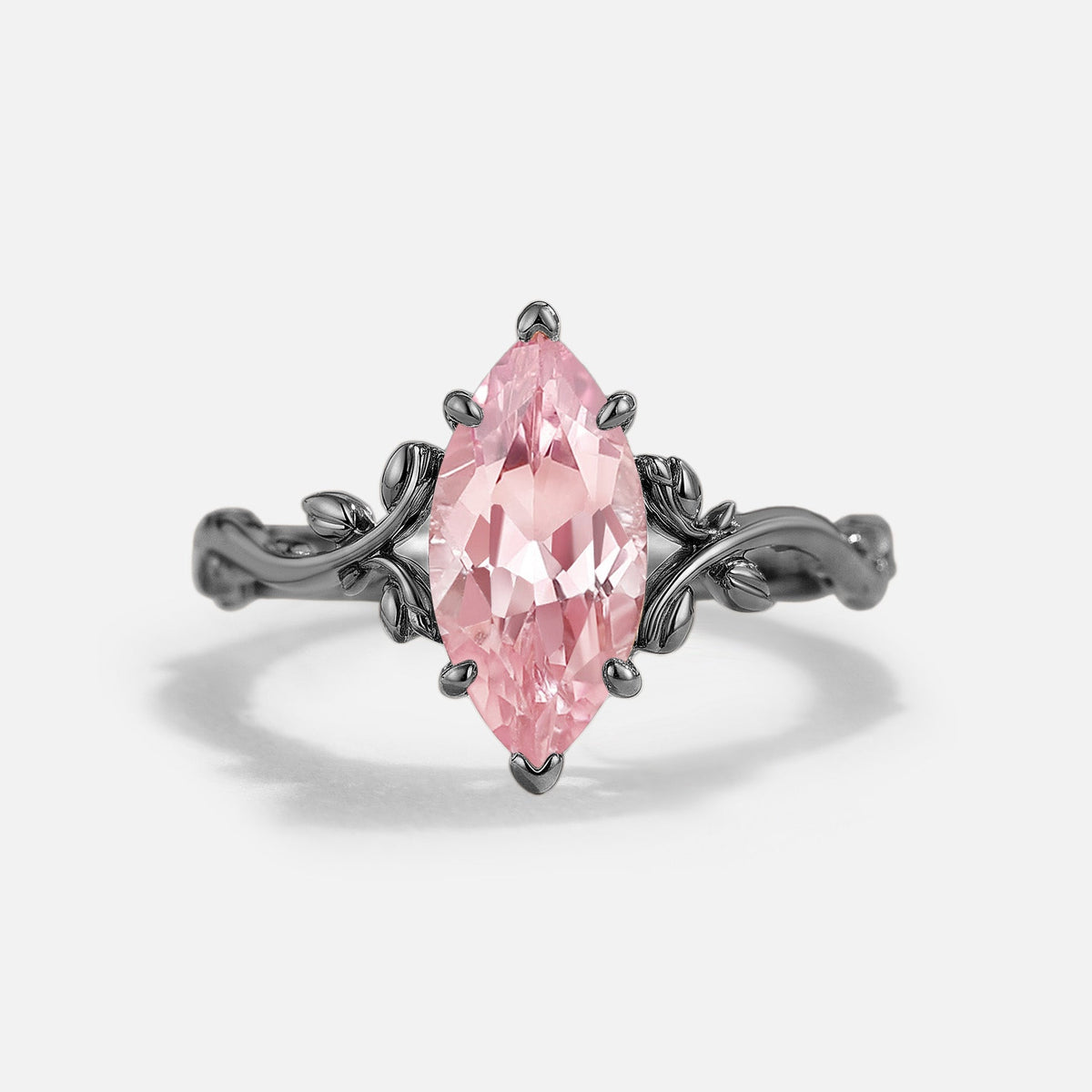 Marquise Cut Lab Pink Sapphire Engagement Ring - Eden