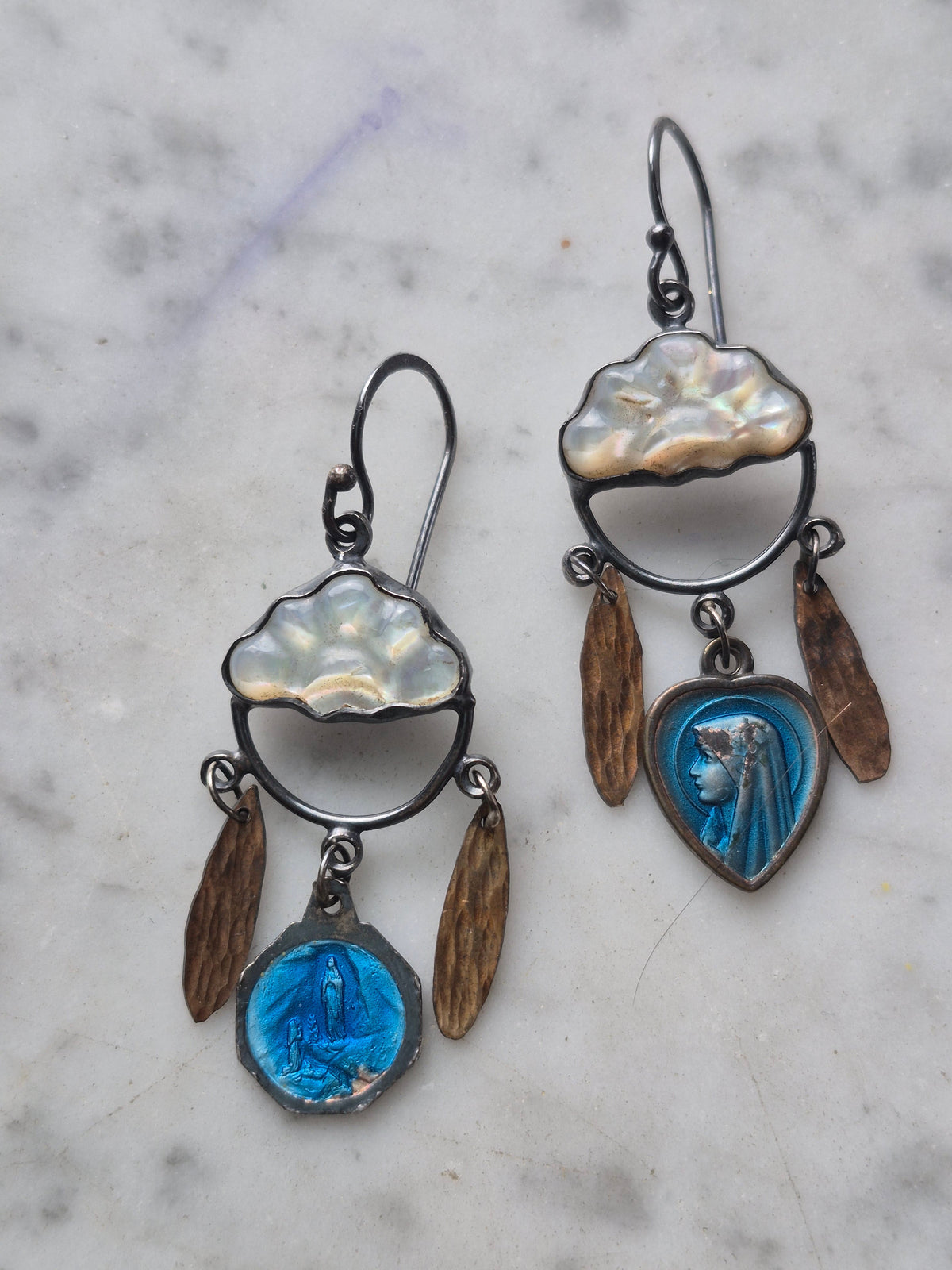 Virgin Mary Cloud Talisman Earrings