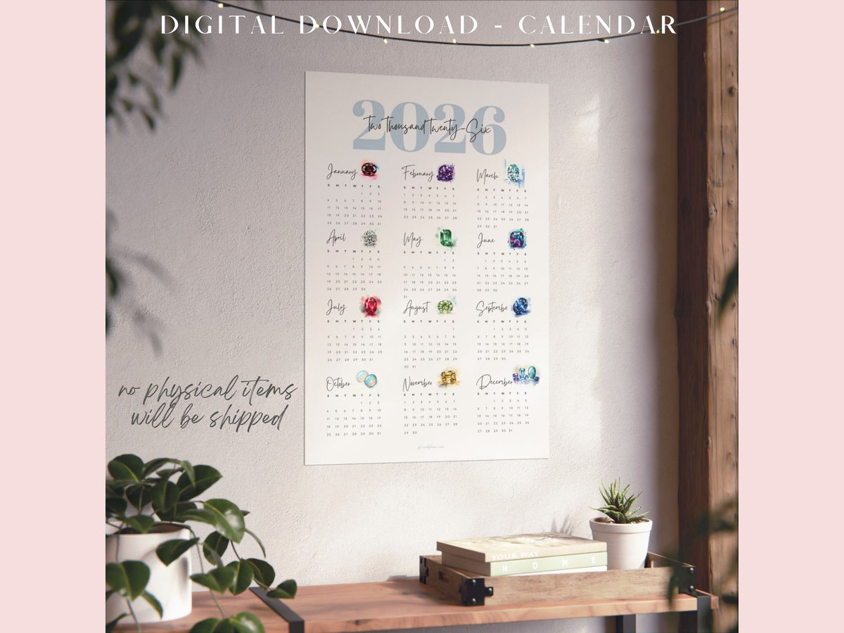 2026 Birthstone Calendar Printable
