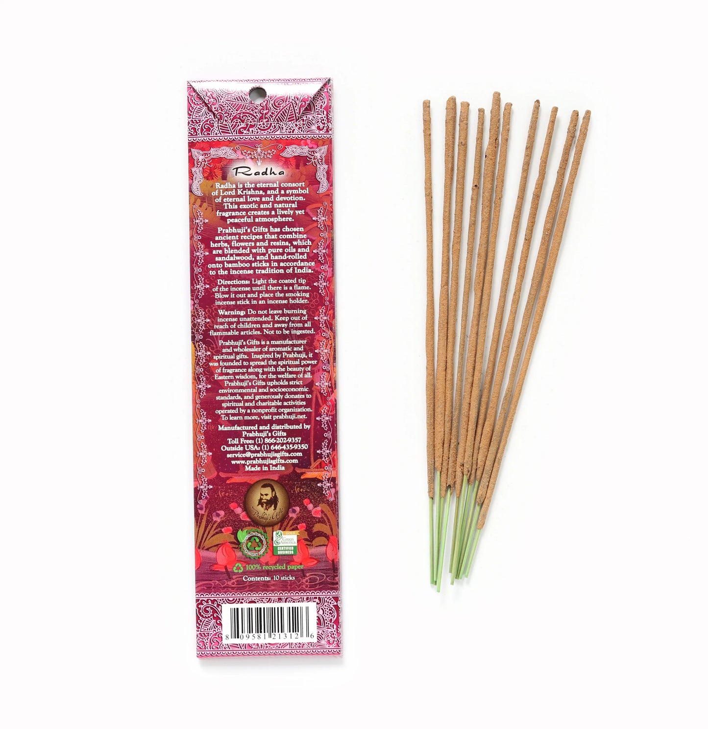 Radha (Patchouli, Cardamon, and Rose) Incense