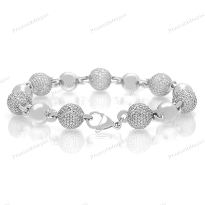 Sterling Silver Moissanite Diamond Ball Bracelet