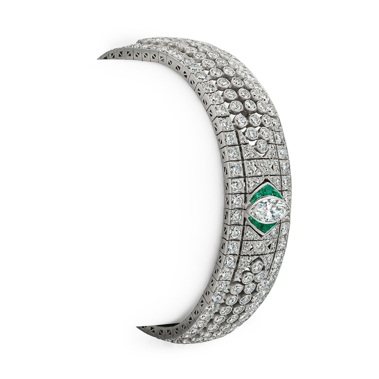 Art Deco Diamond and Emerald Bracelet