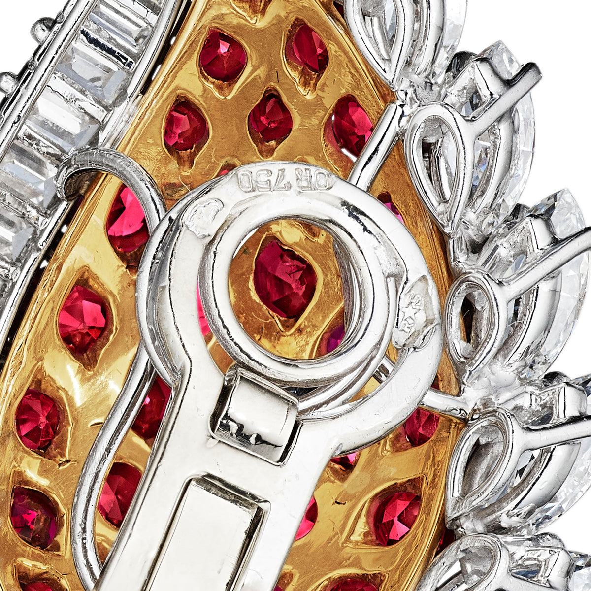 French Mid-Century Ruby and Diamond Earrings