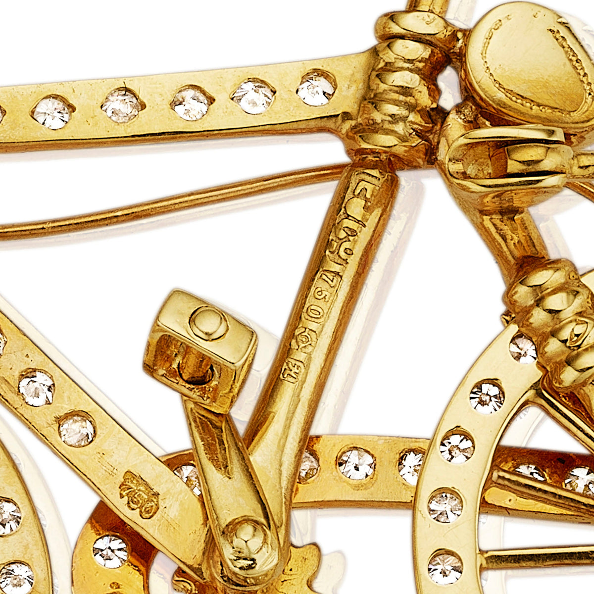 Gold and Diamond Bicycle Brooch