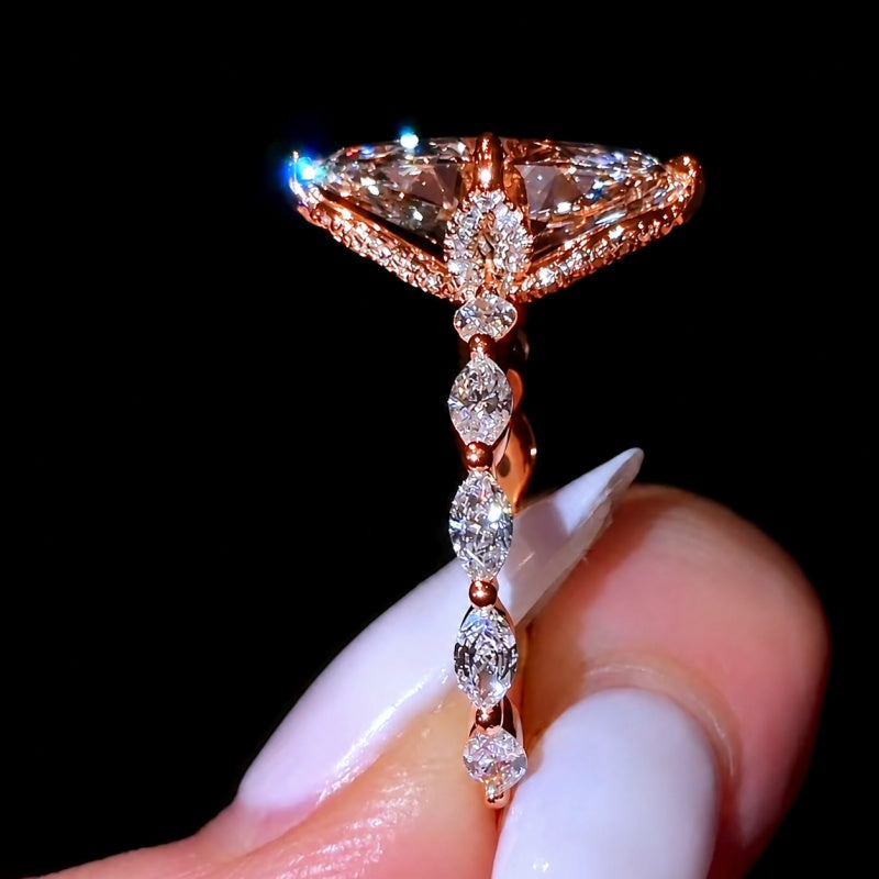 Exquisite 4.0ct Marquise Cut with Scalloped Petal Halo Engagement Ring
