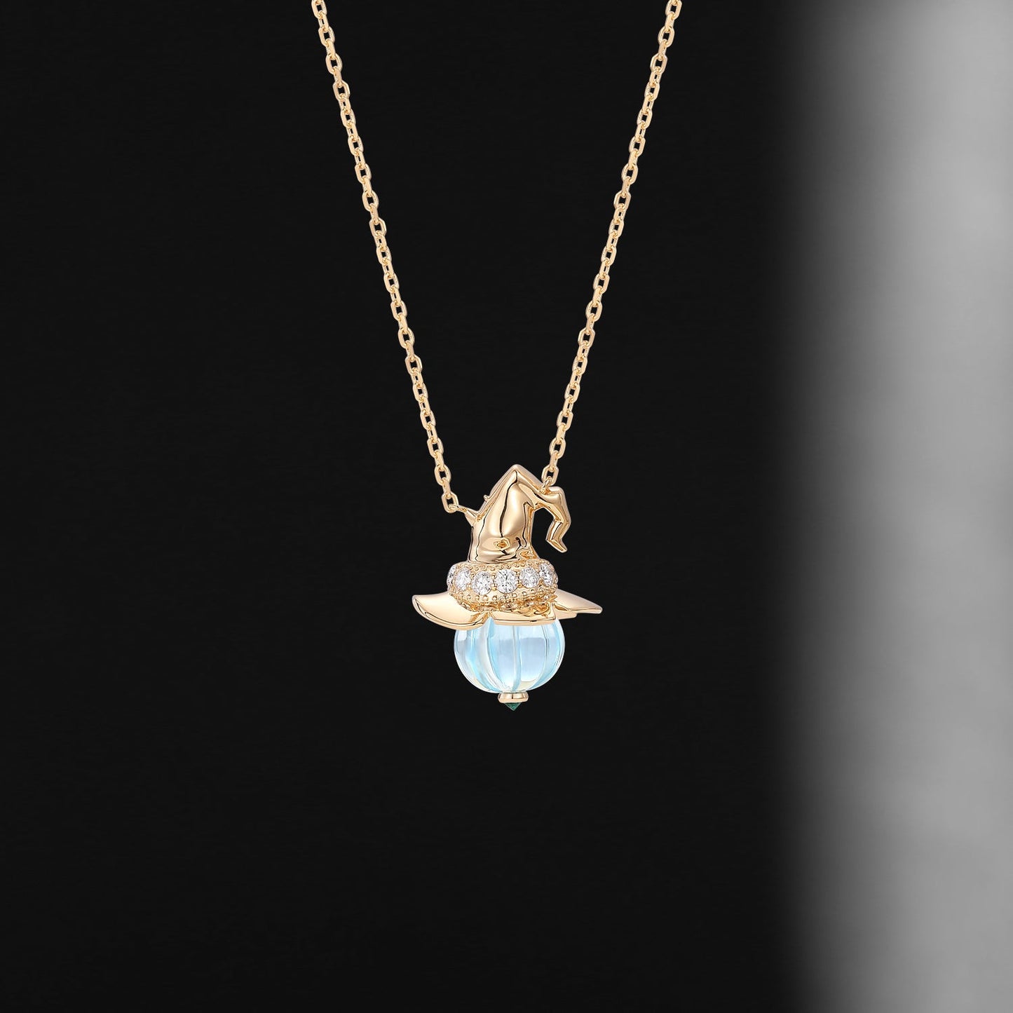 Natural Aquamarine Pumpkin Shaped Halloween Gothic Pendant Necklace - The Wicked Pumpkin