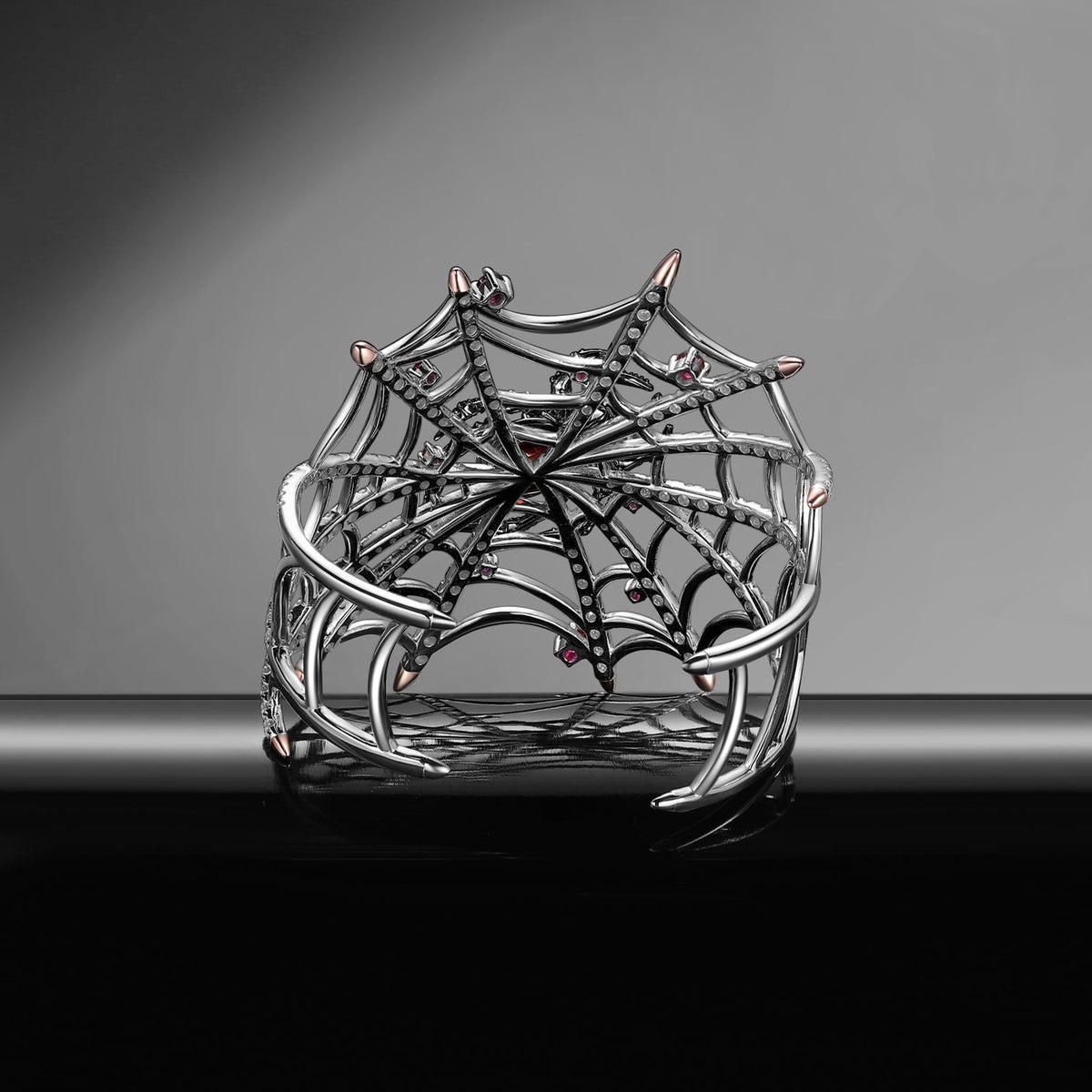 Unique Gothic Spider Web Inspired Garnet Bracelet Halloween Gift