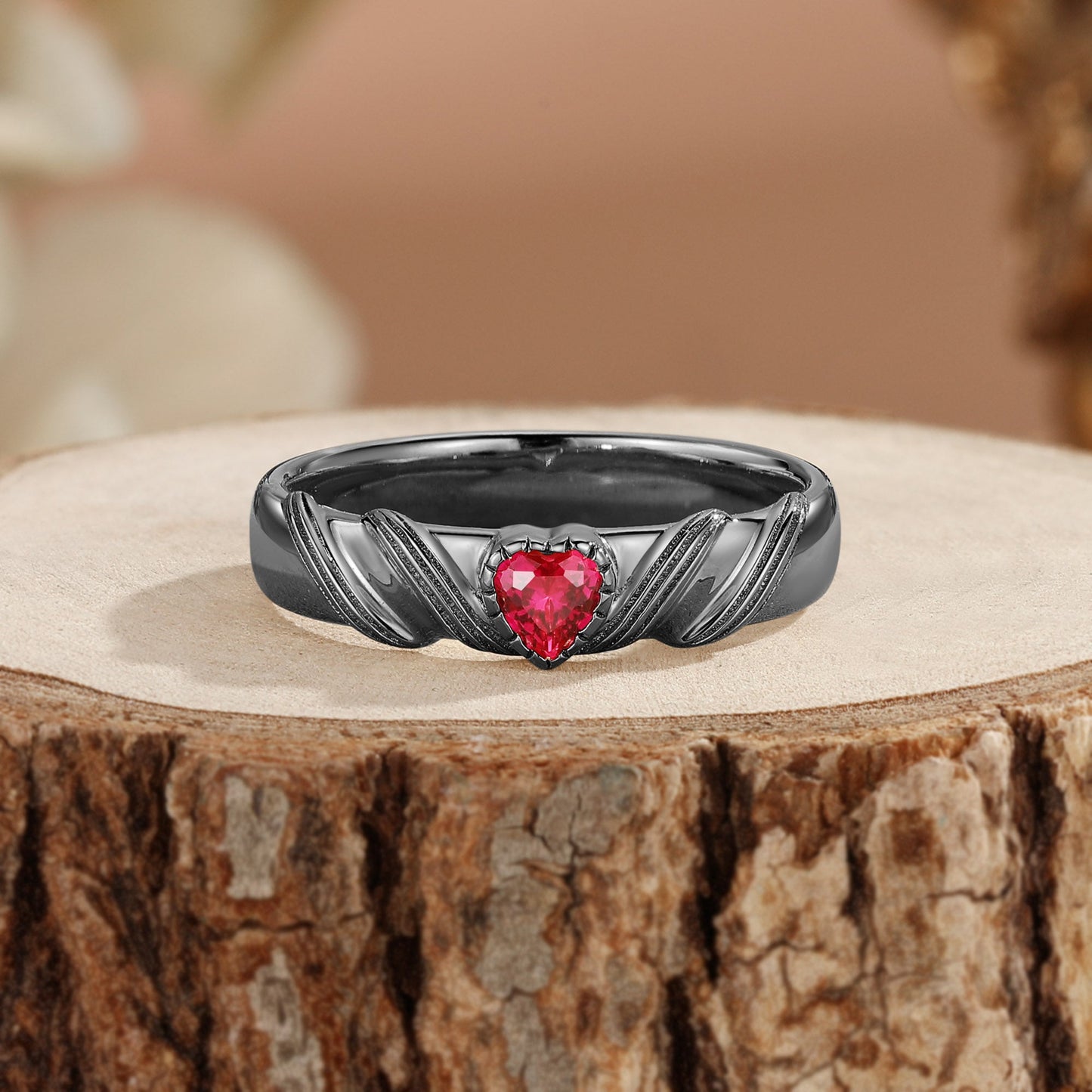 Vintage Twisted Heart Ruby Men Band - Mireille