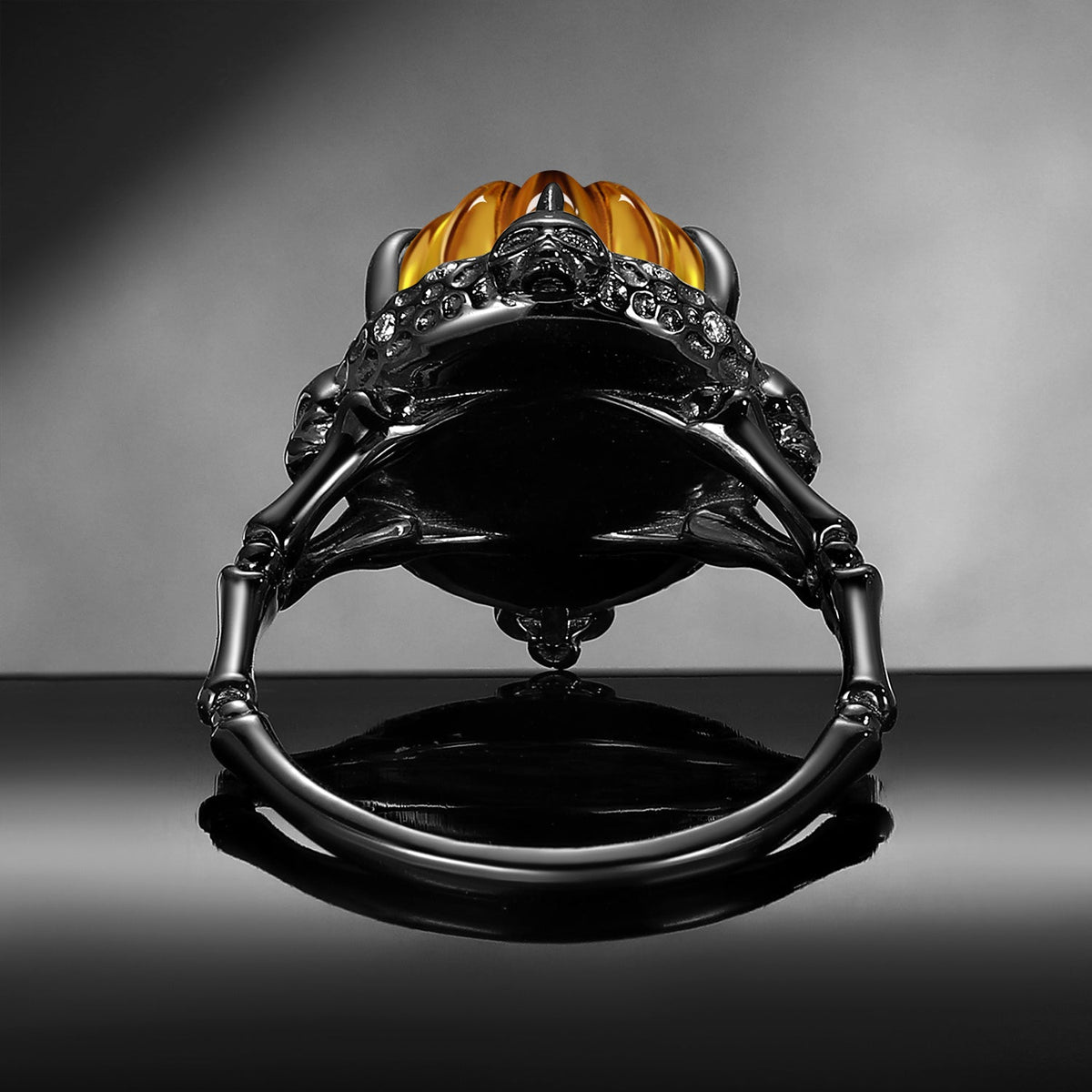 Unique Pumpkin Shaped Citrine Halloween Gothic Engagement Ring - The Wicked Pumpkin