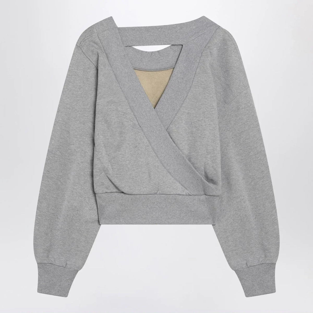The Attico - Gray mélange/beige sweatshirt with cut out