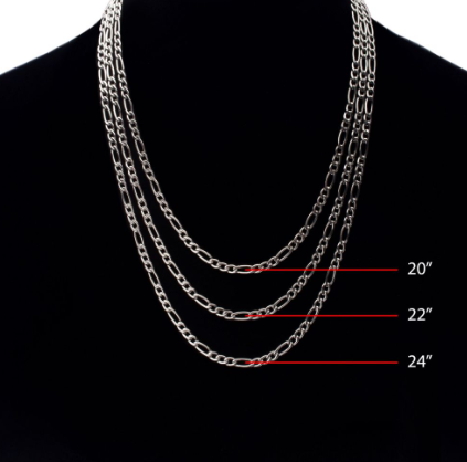 4.7mm Titanium Figaro Chain with Lobster Clasp, 24"