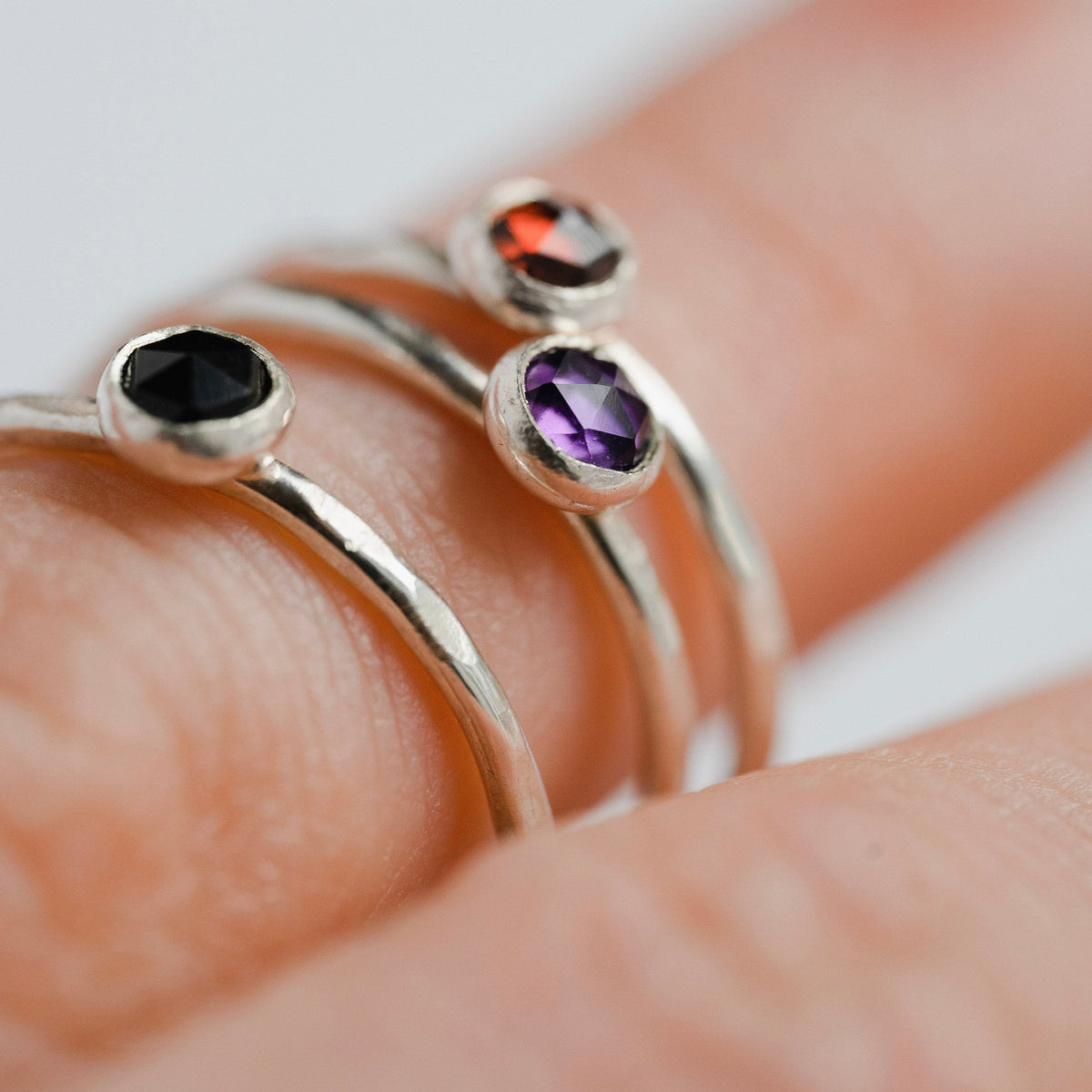 Garnet Gemstone Stacking Ring in Sterling Silver / Ready to ship in 5 and 8
