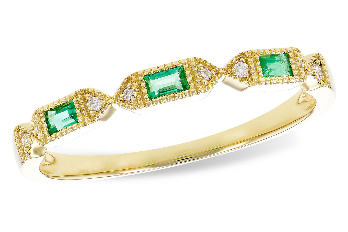 14KY Emerald & Diamond Fashion Ring