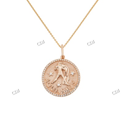 Fashion Coin Sine Moissanite Silver Pendant Necklace