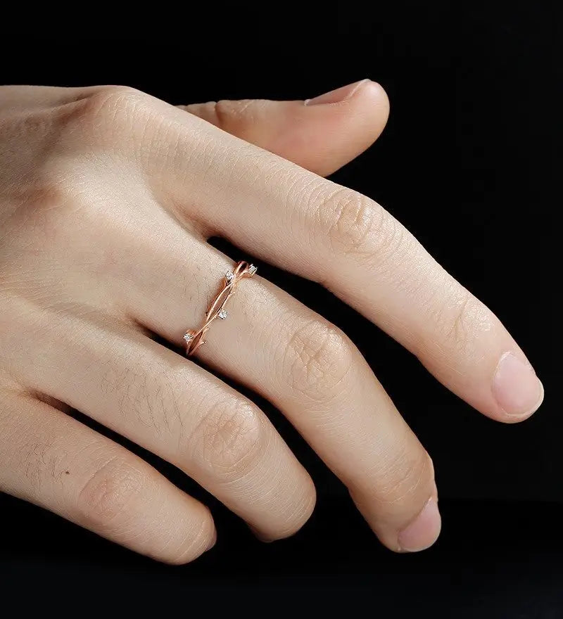 Leaf Opal Wedding Band Solid Gold Matching Band Curved Wedding Ring Anniversary Bridal Ring For Her