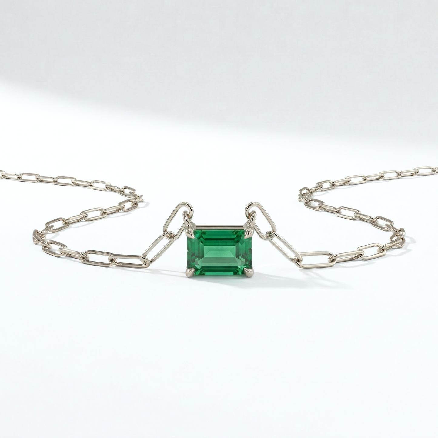 The Gemstone Paperclip Necklace | Lab-Grown Emerald