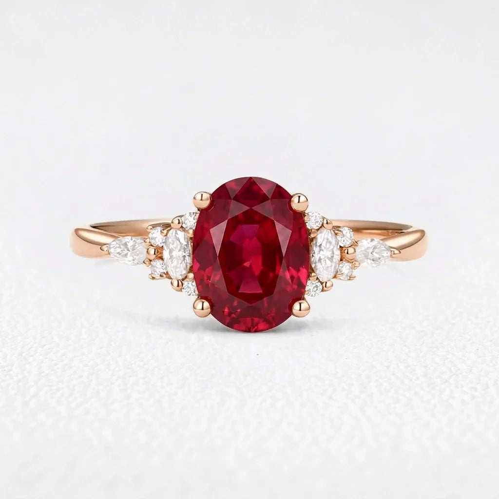 Valencia’s Crimson | 1.5CT Classic Oval Ruby Engagement Ring