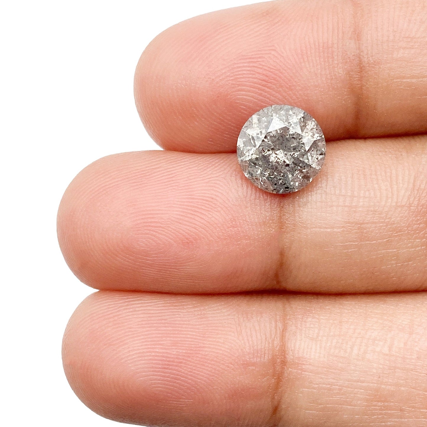 2.51ct | Salt & Pepper Round Shape Brilliant Cut Diamond