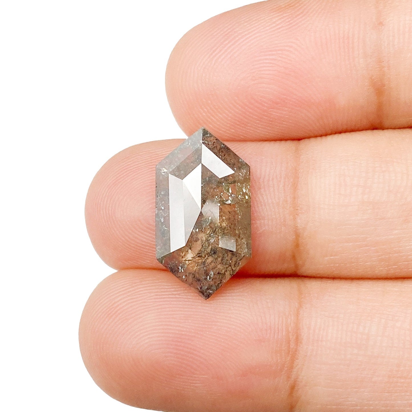 4.05ct | Salt & Pepper Hexagon Shape Rose Cut Diamond