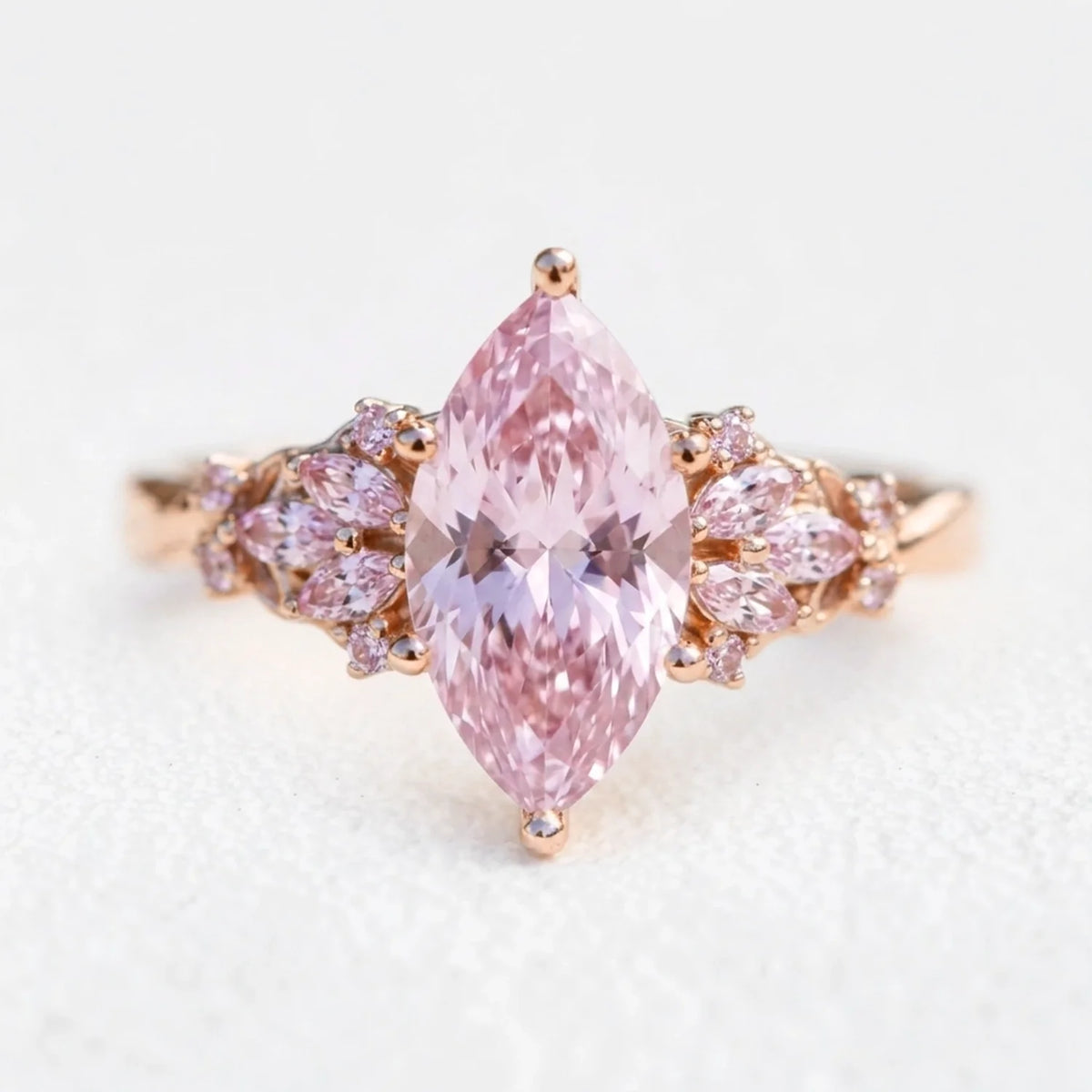 Valentina‘s Pavilion | 2CT Marquise Pink Sapphire Vintage Engagement Ring