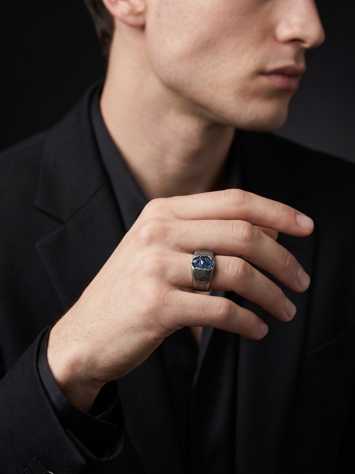 Rough Labradorite Men's Ring By Harshita Jewellery