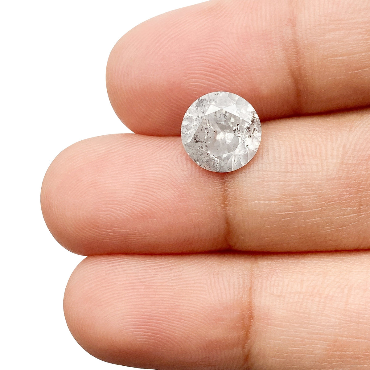 2.47ct | Salt & Pepper Round Shape Brilliant Cut Diamond