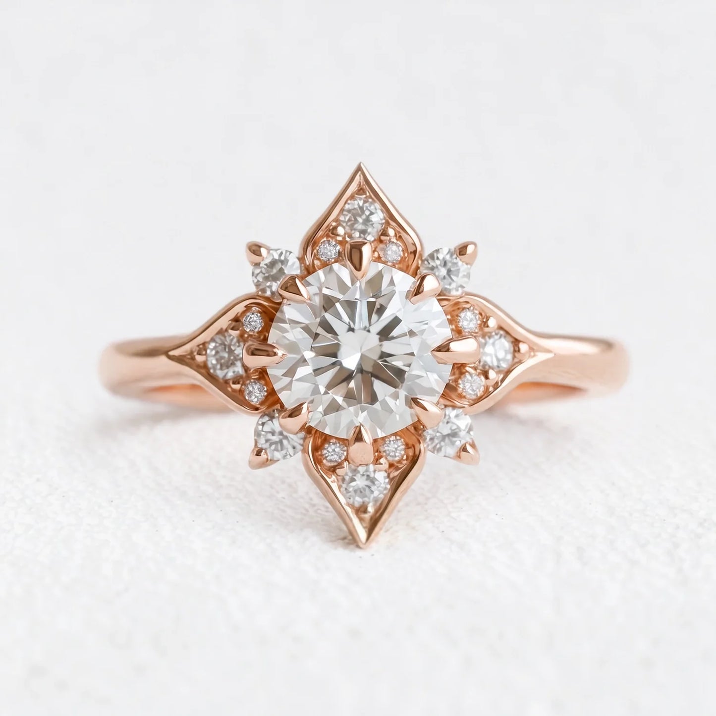 Astra’s Luminara | 1CT Round Cut Diamond Halo Engagement Ring