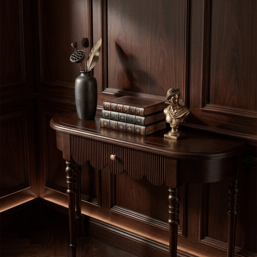 Semicircular Solid Wood Entryway Console Table