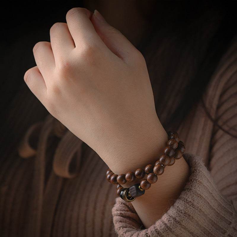 Gold Silk Sandalwood Mala Beads Buddhist Bracelet