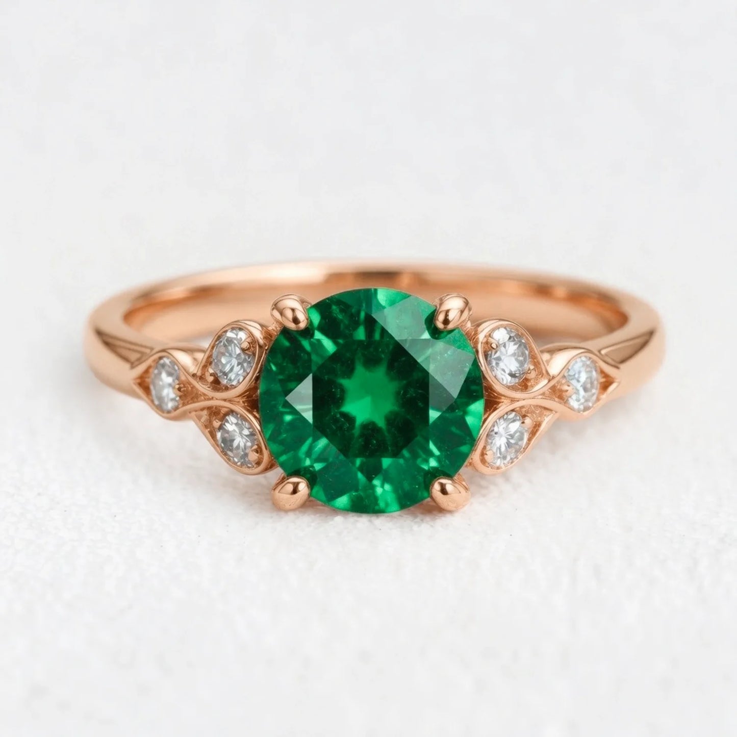 Celia‘s Sonnet | 1.5CT Round Cut Green Sapphire Foliage Engagement Ring