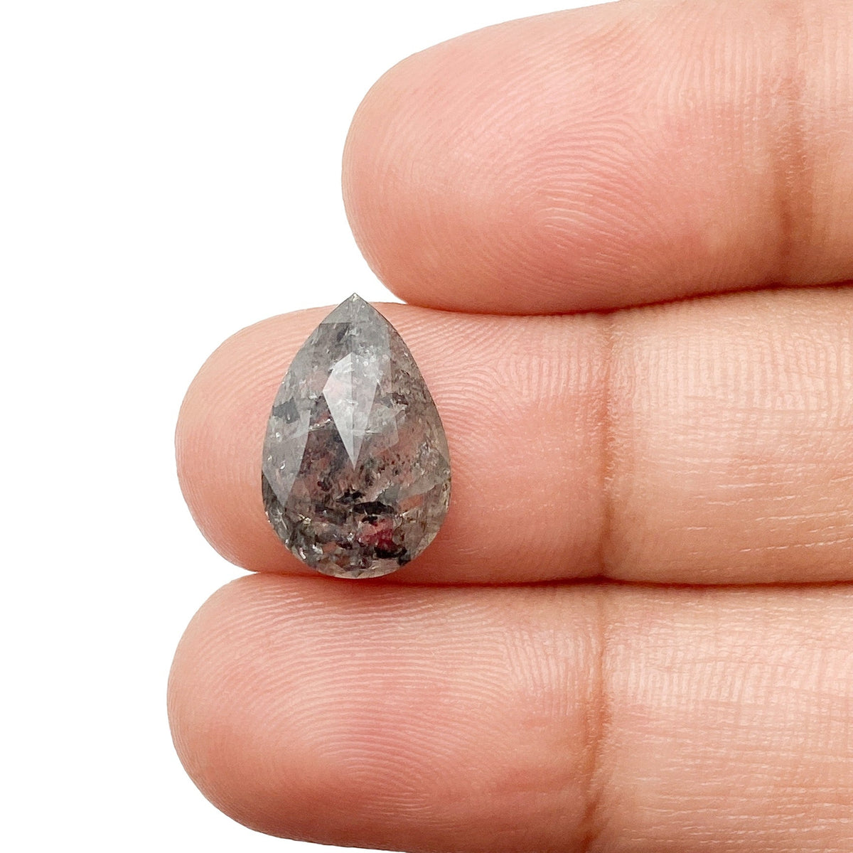 3.85ct | Salt & Pepper Pear Shape Brilliant Cut Diamond