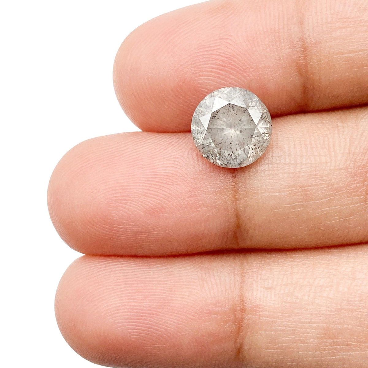 2.90ct | Salt & Pepper Round Shape Brilliant Cut Diamond