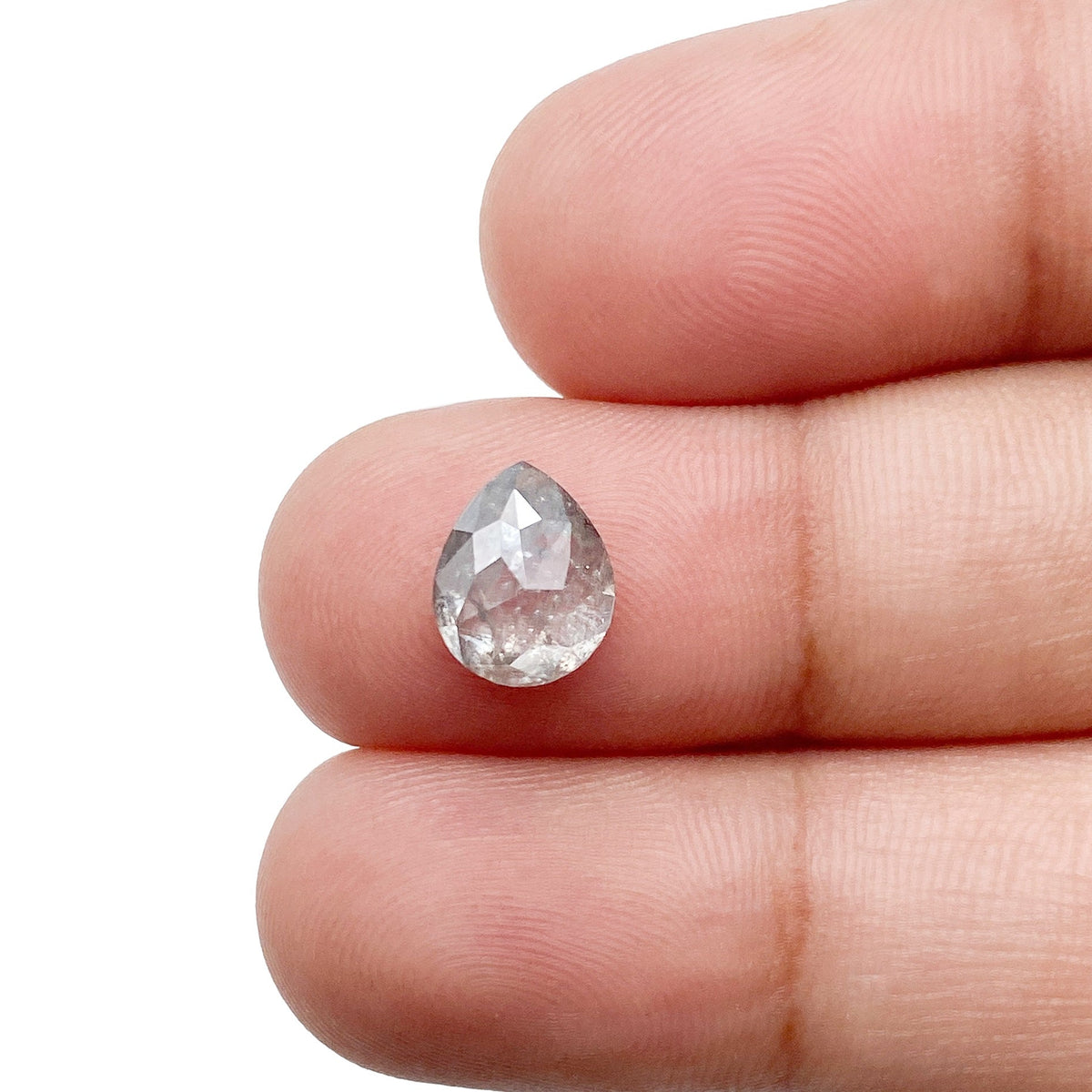 2.01ct | Salt & Pepper Pear Shape Rose Cut Diamond