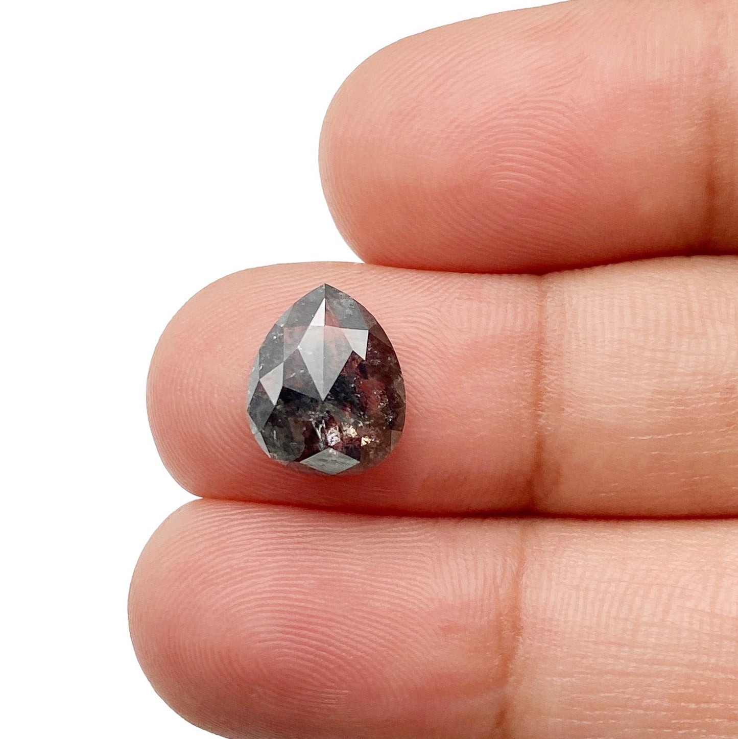 2.44ct | Salt & Pepper Pear Shape Rose Cut Diamond