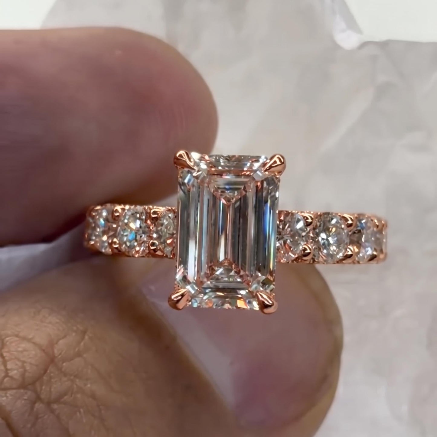 Timeless 5.0ct Emerald Cut Pavé Engagement Ring In Sterling Silver