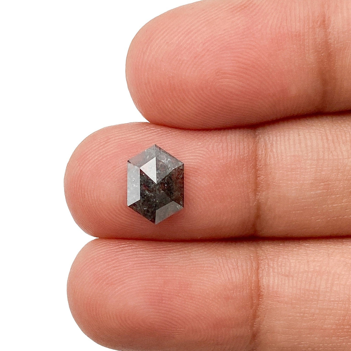 1.14ct | Salt & Pepper Hexagon Shape Rose Cut Diamond