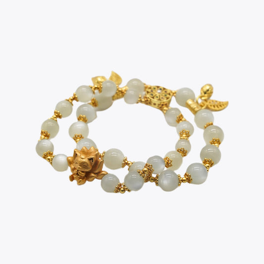 Celestial Kitsune Gold Fortune Crystal Bracelet (Qingiu Wealth Blessing)