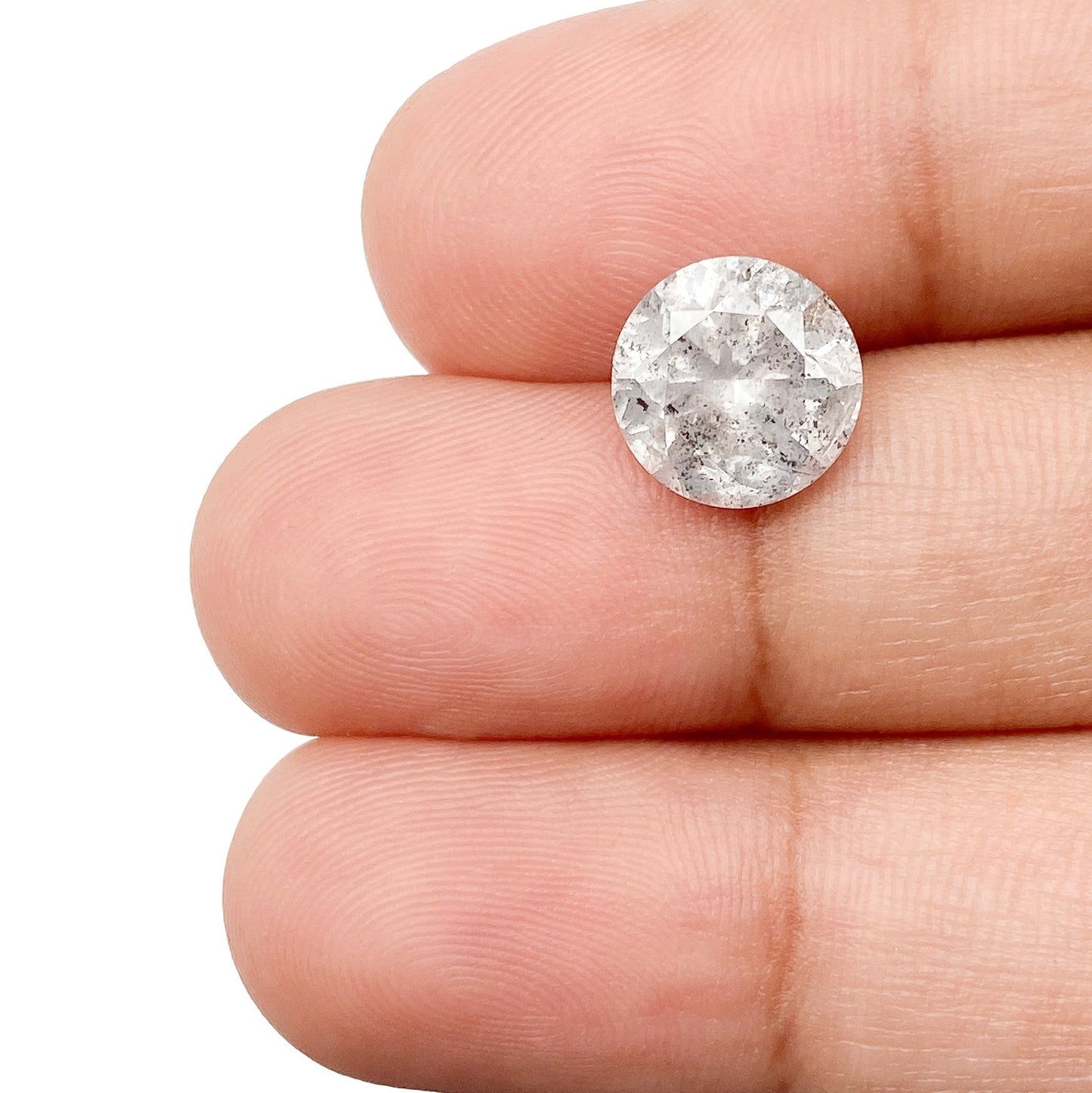 2.98ct | Salt & Pepper Round Shape Brilliant Cut Diamond